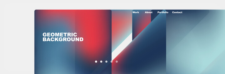 Geometric background with red, blue, and white lines in varied tints and shades