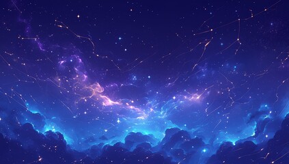 amazing nebula, galaxy background, purple and blue tone - obrazy, fototapety, plakaty