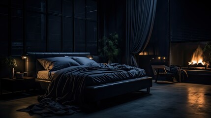 bed blurred luxury interior dark