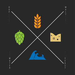 beer ingredient icon in simple graphic