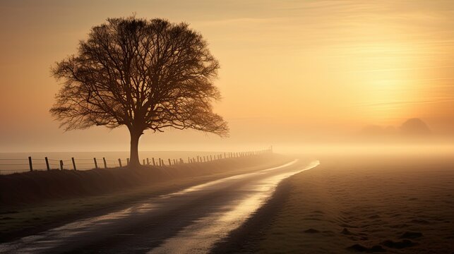 scene light at end of road