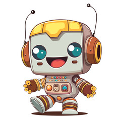Colorful illustration of a Cheerful robot. Character art design perfect for DIY, stickers