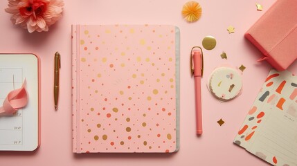 stationery pink planner
