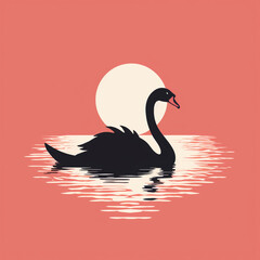Fototapeta premium a flat silhouette of a graceful swan сreated with Generative Ai
