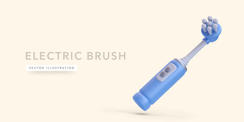 Blue electric brush in realistic style isolated on light background. Vector illustration - obrazy, fototapety, plakaty