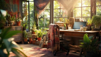 Fototapeta premium vintage blurred bohemian interior template