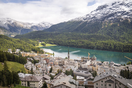 View of St. Moritz, and Lake St. Moritz, Switzerland
