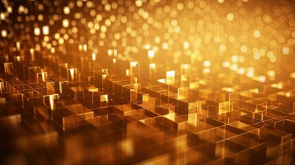 Obraz premium grid gold lights background