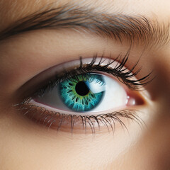a part of a woman's face is close-up - a photo of a blue eye сreated with Generative Ai