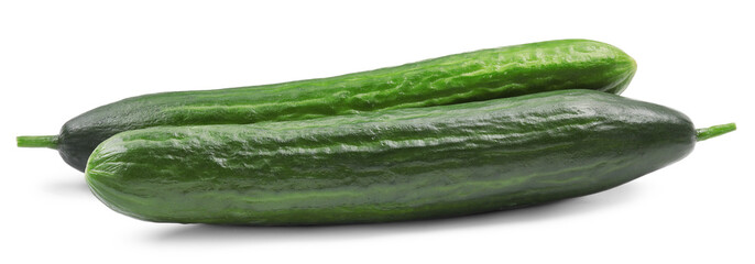 Two long fresh cucumbers isolated on white
