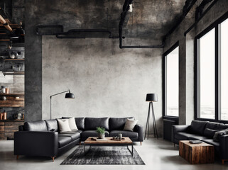An image of a living room with a large wooden table in the center of the room.
