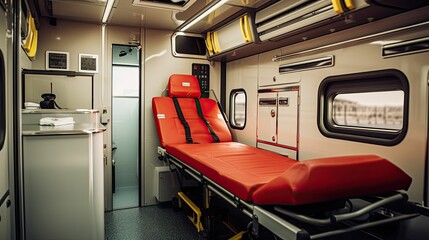 emergency ambulance interior - obrazy, fototapety, plakaty