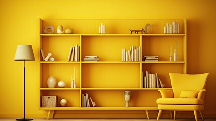 Obraz na płótnie Canvas bookshelf yellow pine board