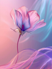 Elegant Flower Painting on Vibrant Pink and Blue Swirl Background Abstract Floral Artwork Aesthetic Concept