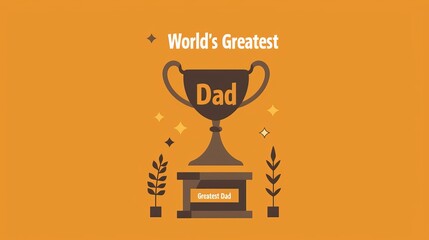 A minimalistic flat graphic of a trophy with the words Worlds Greatest Dad engraved on it. The trophy is simple in design with no additional decorations.