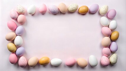 Obraz premium simple minimalistic background with a frame of bright Easter eggs