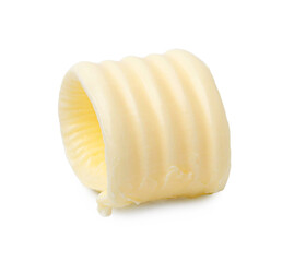 One tasty butter curl isolated on white