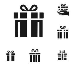 Gift box 🎁 icon set. Present gift box tied, open, and sparkle for christmas, birthday, valentine, wedding event, party, celebration, and achievement success. Vector illustration
