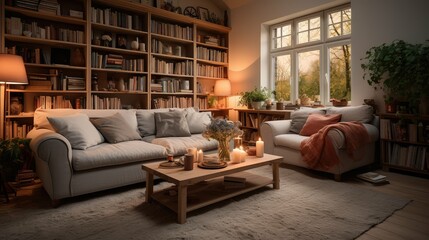 chic blurred country home interior - obrazy, fototapety, plakaty