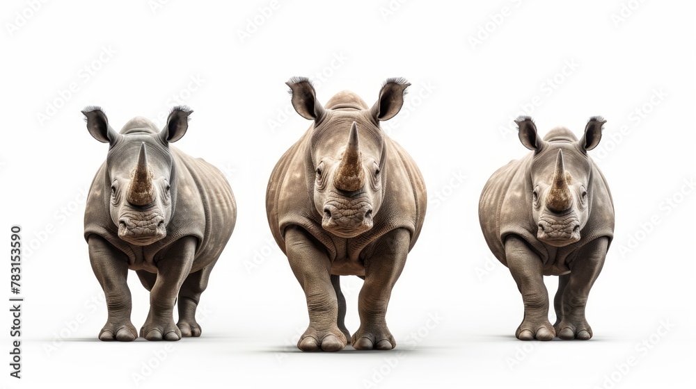 Poster generative ai noble rhinoceroses in different stances.