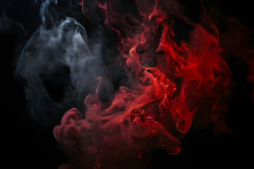 red smoke in a dark atmosphere. Generative AI