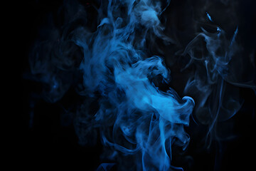 blue smoke in a dark atmosphere. Generative AI