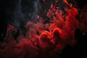 red smoke in a dark atmosphere. Generative AI