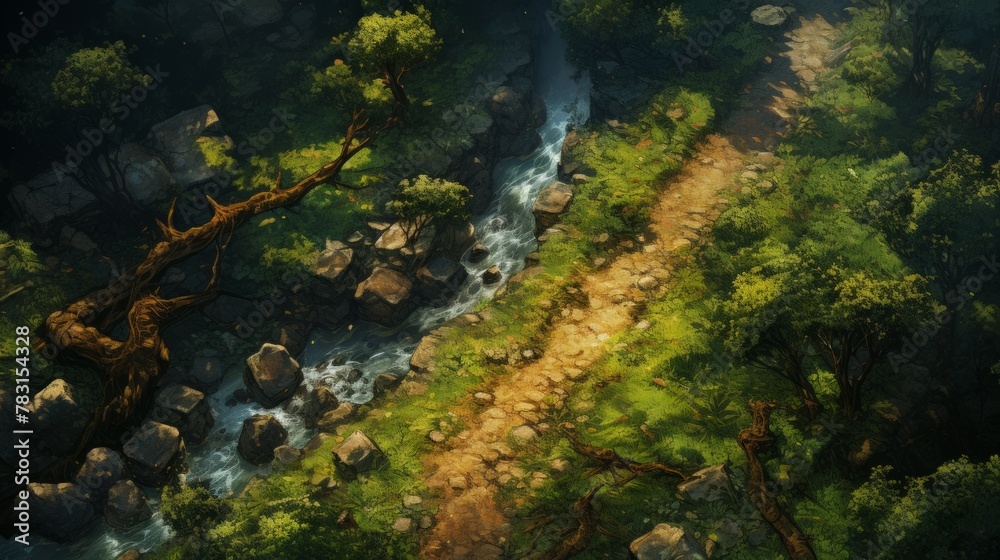 Poster generative ai overhead forest trail
