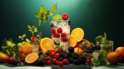 fruits cocktail light background - obrazy, fototapety, plakaty
