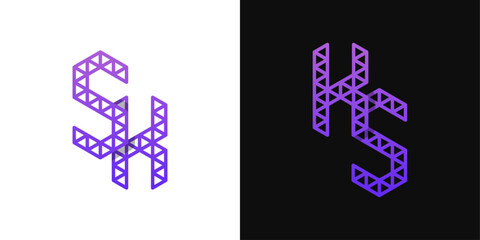 Letters KS and SK Polygon Logo, suitable for business related to polygon with KS or SK initials