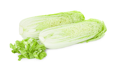 Fresh cut Chinese cabbages isolated on white