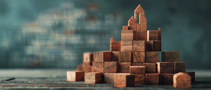 A symbolic representation of a retirement fund fortress, built from bricks of bonds, stocks, and real estate, safeguarding against financial woes