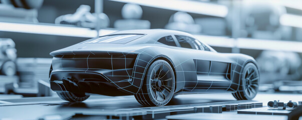 An automotive design studio utilizing holographic models to prototype new vehicle concepts - obrazy, fototapety, plakaty
