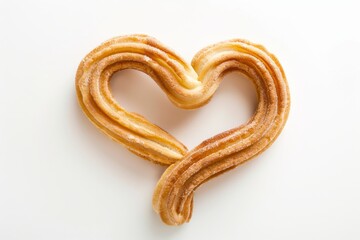 A heart-shaped pastry with sugar topping isolated on a white background, symbolizing love and sweetness. Heart-Shaped Sugar Pastry on White Background