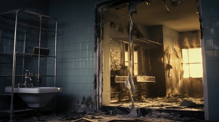 bathroom smoke damage interior