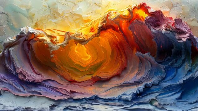 Abstract multi-colored color waves from paints and lines light airy fabrics background