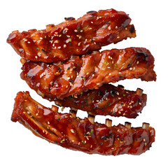 BBQ ribs isolated on transparent background