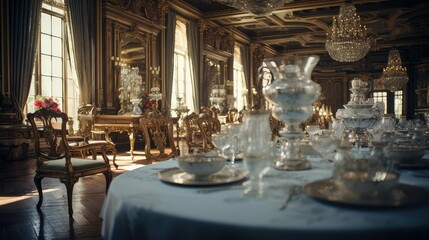 opulent blurred mansion interior