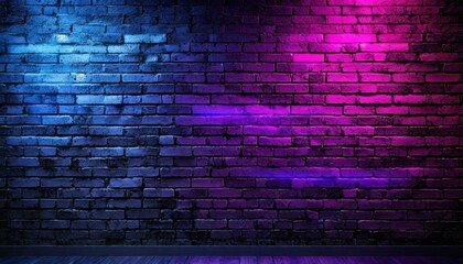 Dark brik wall background with contrasting neon colors