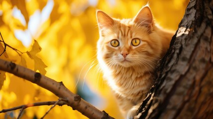 Naklejka na ściany i meble fur cat yellow