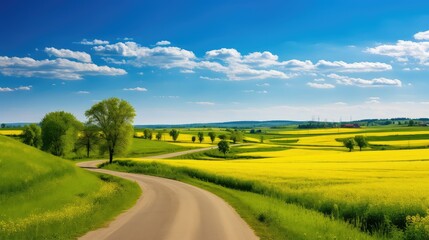 Obraz premium countryside yellow road lines