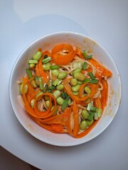 Bowl of noodles with healthy vegetables