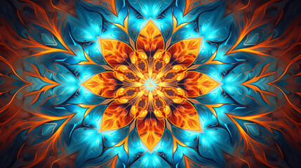 Obraz premium Intricate Blue and Orange Mandala Design