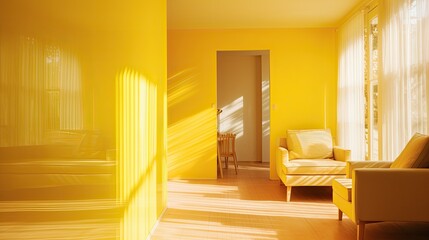 dominant blurred home interior yellow - obrazy, fototapety, plakaty