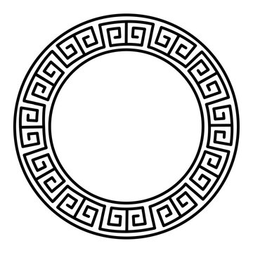 circle frame traditional antique greek ornament decoration pattern sign element round motiv vector fret