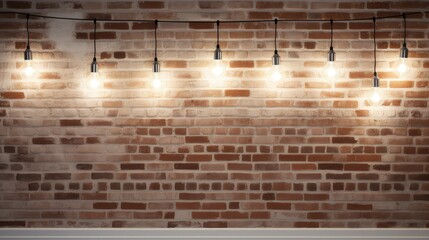 cozy white brick wall with lights