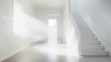 hallway blurred white home interior
