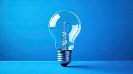 shot light bulb blue background - Powered by Adobe