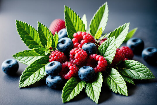 Image of fresh berries on a black background.