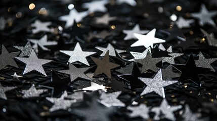 table black and silver stars